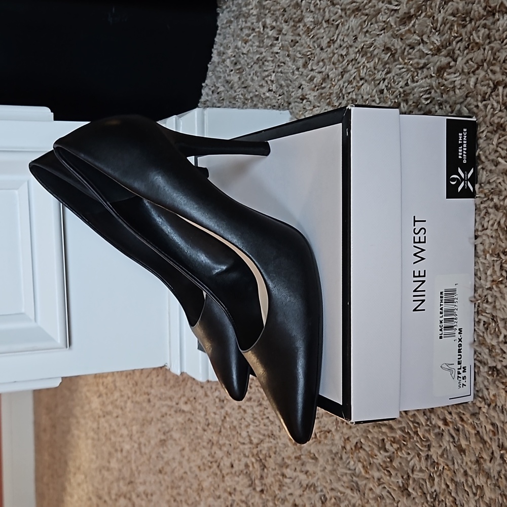 Nine West Leather Shoes, 7.5, Black